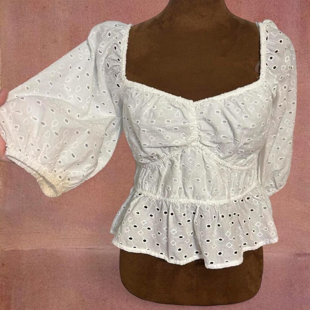100% Cotton Eyelet Boho Fairy Feminine Cottagecore Top